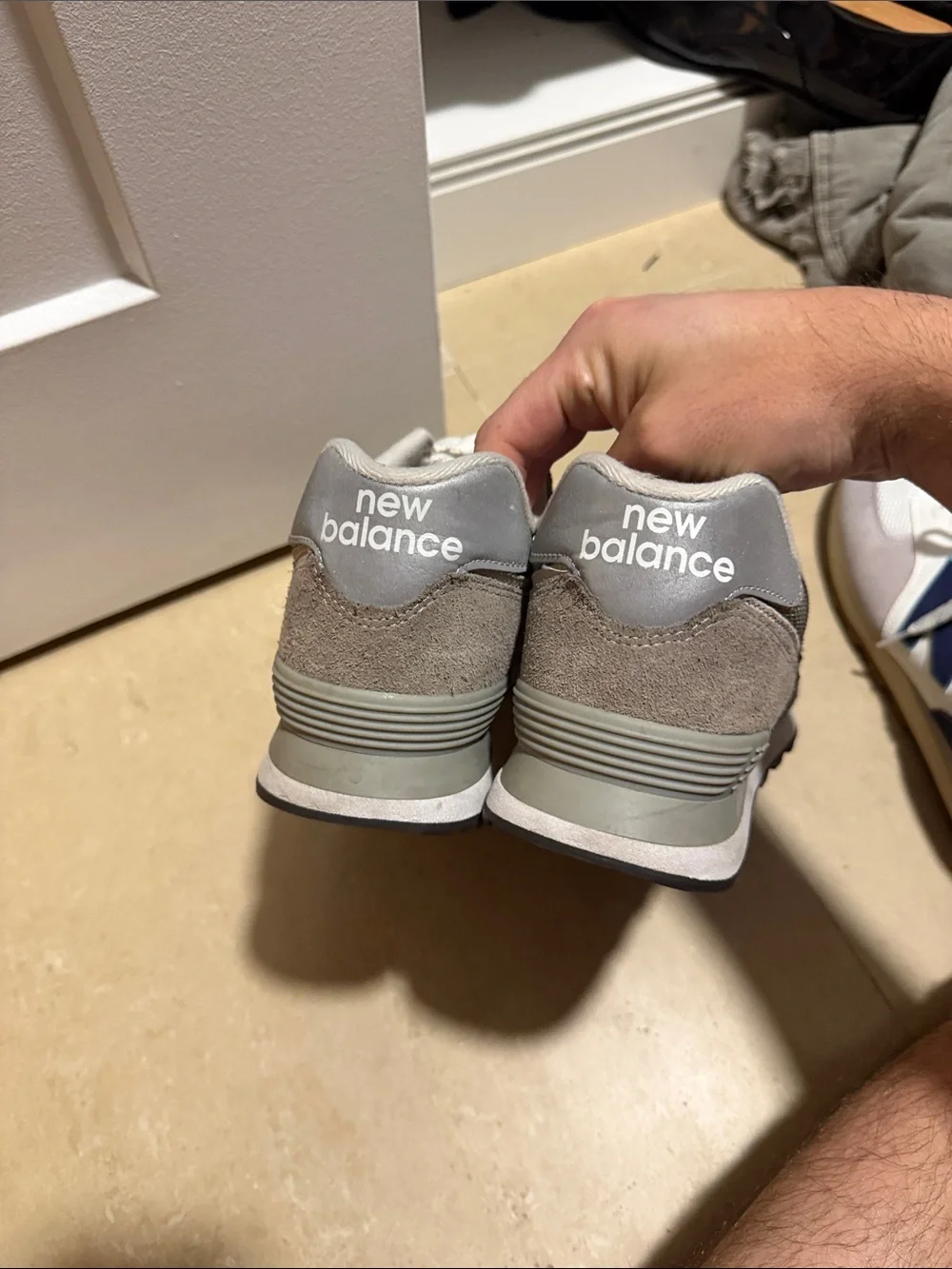 New Balance Gray and Silver Men's Lifestyle Sneakers - Picture 4 of 5